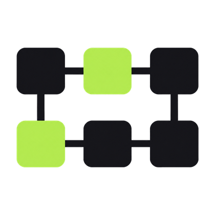 A connected grid of six department blocks.
